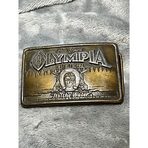 Vintage Olympia Beer Belt Buckle 1973 Indiana Metal Craft 3in Advertising